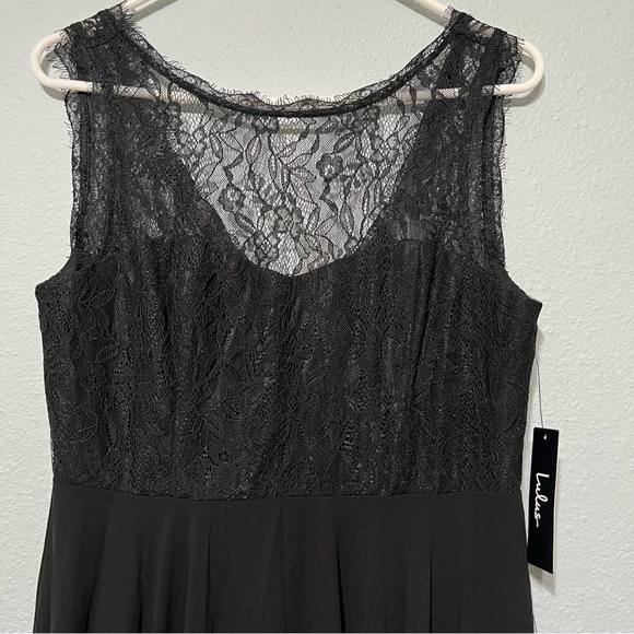 Lulu’s NWT Divine Evening Black Lace & Chiffon Maxi Dress Evening Gown M - Picture 4 of 6